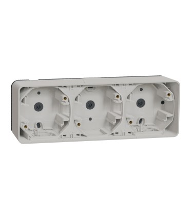 Boîte Mureva Styl 3 postes horizontaux saillie blanc