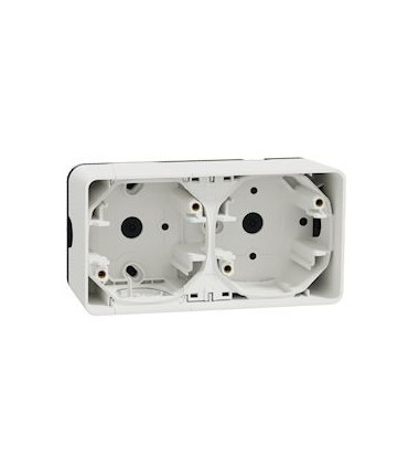 Boîte 2 postes Mureva Styl horizontaux saillie blanc