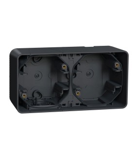 Boîte Mureva Styl 2 postes horizontaux saillie gris