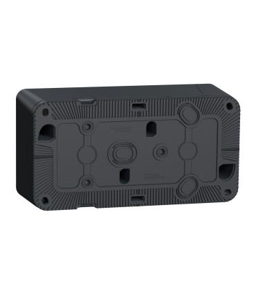 Boîte Mureva Styl 2 postes horizontaux saillie gris