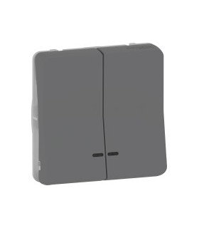 Double bouton poussoir lumineux Mureva Styl composable gris