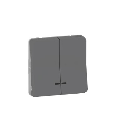 Double bouton poussoir lumineux Mureva Styl composable gris