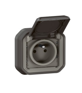 Prise de courant 2P+T Plexo complet encastré anthracite / Legrand