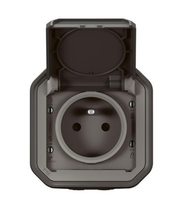 Prise de courant 2P+T Plexo complet encastré anthracite / Legrand