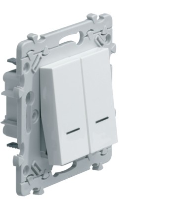 Double poussoir à voyant Essensya 1O+1F blanc