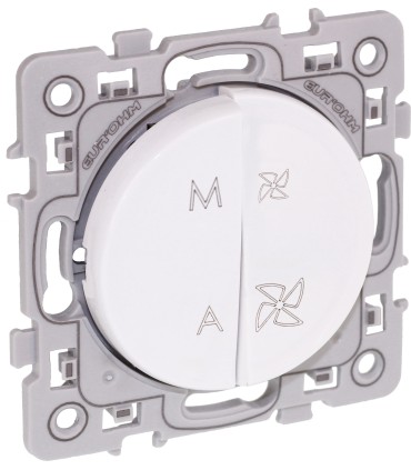 Commande VMC 2 vitesses + interrupteur on-off Square Blanc