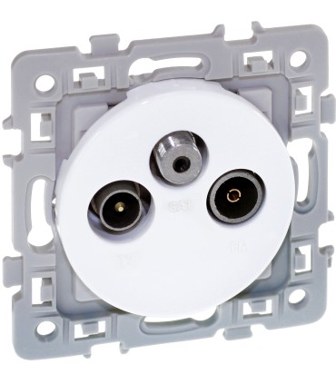 Prise TV FM SAT Square Blanc