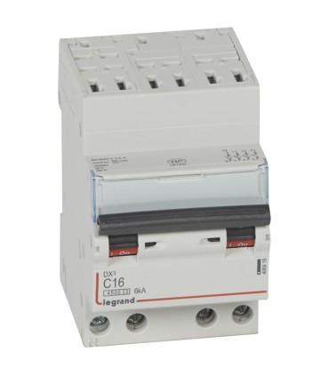 Disjoncteur DX³ 4500 - auto/vis tétrapolaire- 400 V~ 16A - 6kA - courbe C
