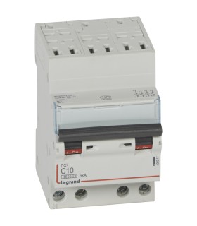 Disjoncteur DX³ 4500 - auto/vis - tétrapolaire 400 V~ 10A - 6kA - courbe C