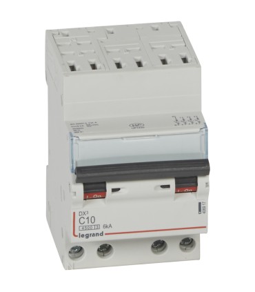 Disjoncteur DX³ 4500 - auto/vis - tétrapolaire 400 V~ 10A - 6kA - courbe C