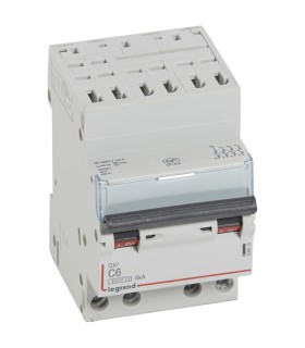 Disjoncteur DX³ 4500 - auto/vis - tétrapolaire 400 V~ 6A - 6kA - courbe C