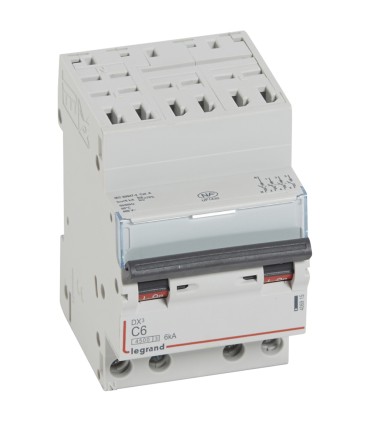Disjoncteur DX³ 4500 - auto/vis - tétrapolaire 400 V~ 6A - 6kA - courbe C