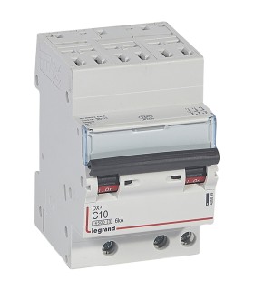 Disjoncteur DX³ 4500 - auto/vis - 3P - 400 V~ - 10A - 6kA - courbe C - 3 mod