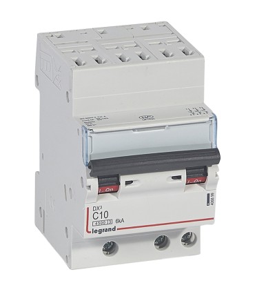 Disjoncteur DX³ 4500 - auto/vis - 3P - 400 V~ - 10A - 6kA - courbe C - 3 mod