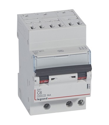 Disjoncteur DX³ 4500 - auto/vis - 3P - 400 V~ 6A - 6kA - courbe C - 3 mod