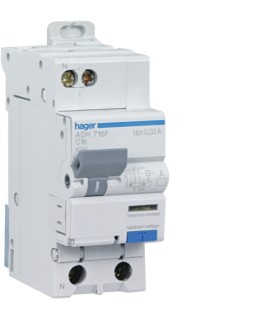 Disjoncteur Différentiel Hager 16A AC 30mA Courbe C 1P+N 3kA