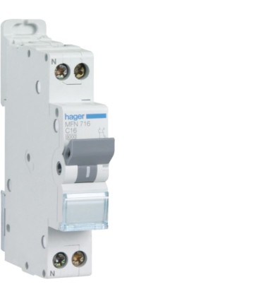 Disjoncteur Hager 1P+N 3kA C-6A 1 Module