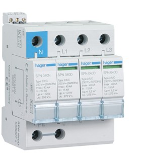 Parafoudre HAGER 4 Pôles 40KA à voyant