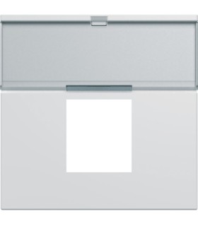 Enjoliveur prise RJ45 gallery Hager avec porte-étiquette 2 modules pure (Blanc)