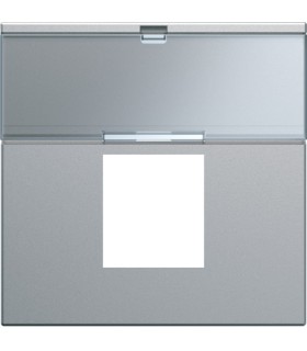 Enjoliveur prise RJ45 gallery Hager avec porte-étiquette titane