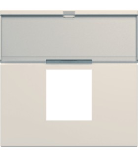 Enjoliveur prise RJ45 gallery Hager avec porte-étiquette dune Beige