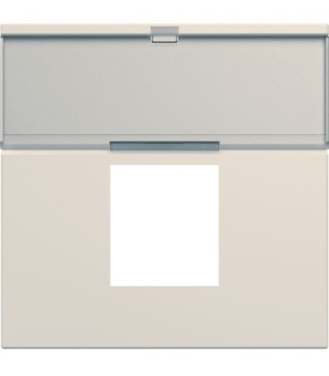 Enjoliveur prise RJ45 gallery Hager avec porte-étiquette dune Beige