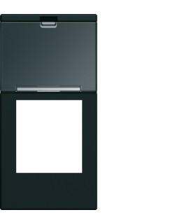 Enjoliveur prise RJ45 gallery Hager avec porte-étiquette 1 module night noir