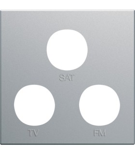 Enjoliveur prise TV+FM+SAT gallery Hager 2 modules titane