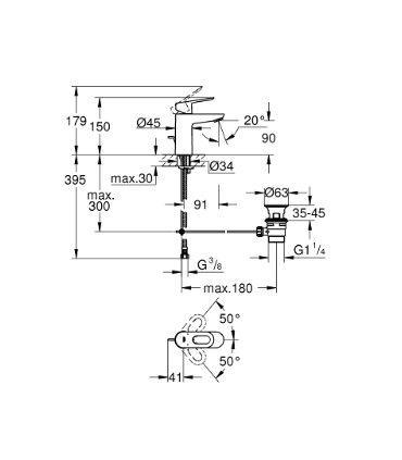 Mitigeur lavabo GROHE BAULOOP taille S