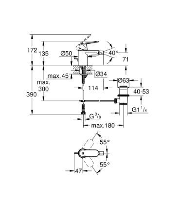 Mitigeur de bidet GROHE Eurosmart Cosmopolitan