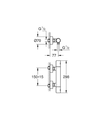 Mitigeur thermostatique douche Grohe G800 Cosmopolitan