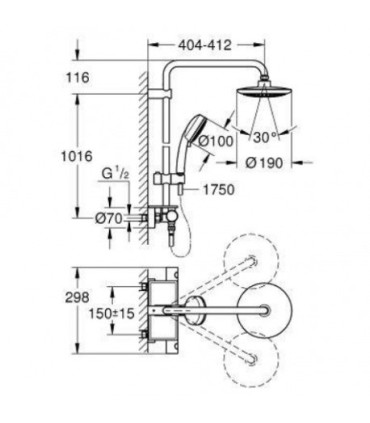 Colonne de douche Grohe Euphoria System mitigeur thermostatique chromé