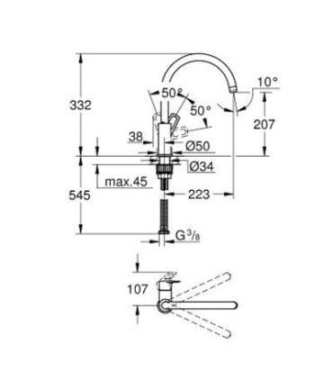 Mitigeur évier Grohe BAULOOP BEC C
