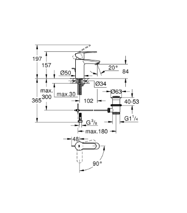 Mitigeur de lavabo GROHE Taille S, Eurostyle Cosmopolitan