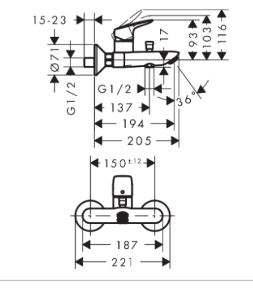 Mitigeur bain-douche Hangrohe LOGIS