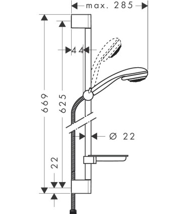Ensemble de douche Hansgrohe VARIO avec barre Unica Crometta et porte-savon