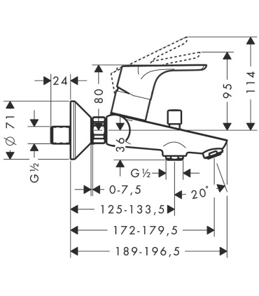 Mitigeur HANSGROHE FOCUS Bain / Douche mural