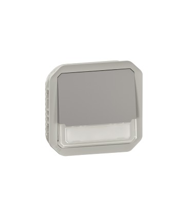 Poussoir NO-NF lumineux porte-étiquette Plexo composable gris / Legrand