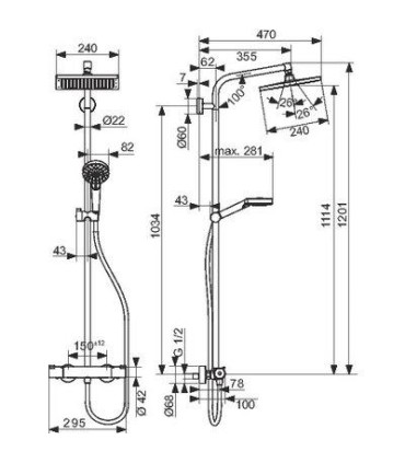 Colonne de douche Hansgrohe CROMETTA E 240