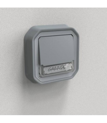 Poussoir NO-NF lumineux porte-étiquette Plexo composable gris / Legrand