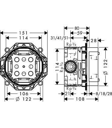 Corps d'encastrement Hansgrohe IBOX universal