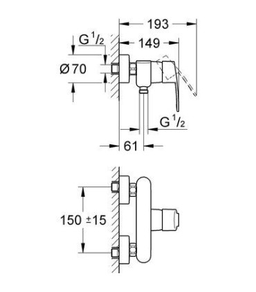 Mitigeur de douche GROHE EUROSTYLE COSMO