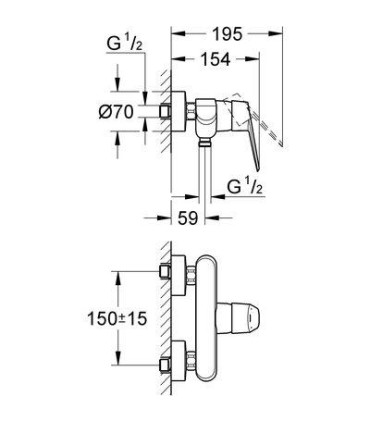 Mitigeur de douche GROHE EURODISC COSMOPOLITAN