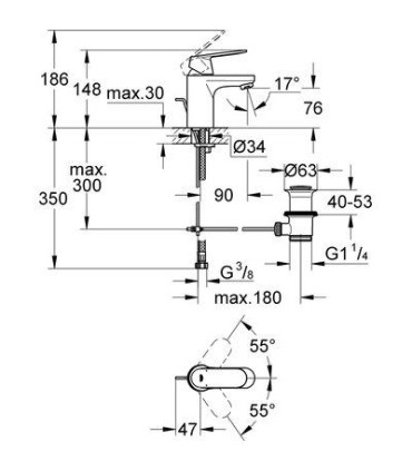 Mitigeur lavabo Grohe EUROSMART COSMOPOLITAN