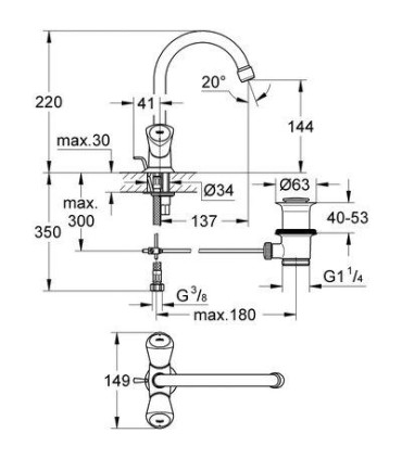 Mélangeur de lavabo Grohe COSTA S