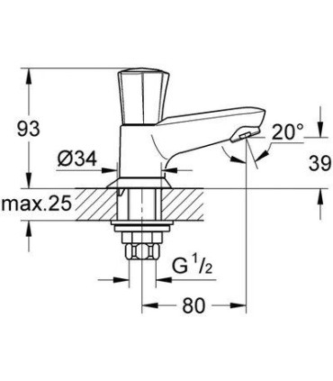 Robinet de lavabo Grohe bec coulé COSTA L