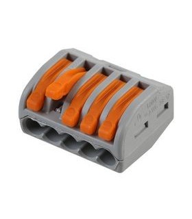 Borne de connexion WAGO 5 pôles (x40pcs) à levier - Gris / Série 222