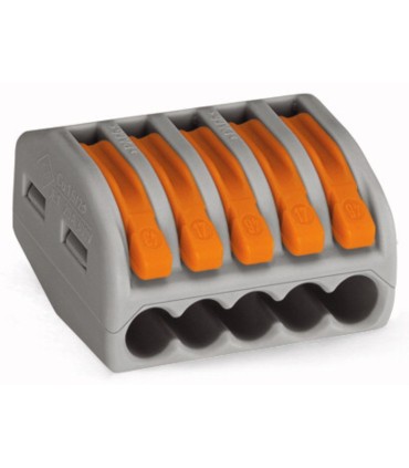 Borne de connexion WAGO 5 pôles (x40pcs) à levier - Gris / Série 222
