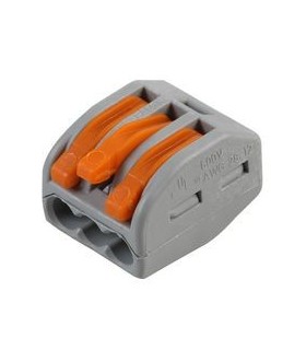 Borne de connexion WAGO 3 pôles (x50pcs) à levier - Gris / Série 222