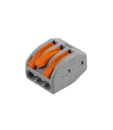 Borne de connexion WAGO 3 pôles (x50pcs) à levier - Gris / Série 222